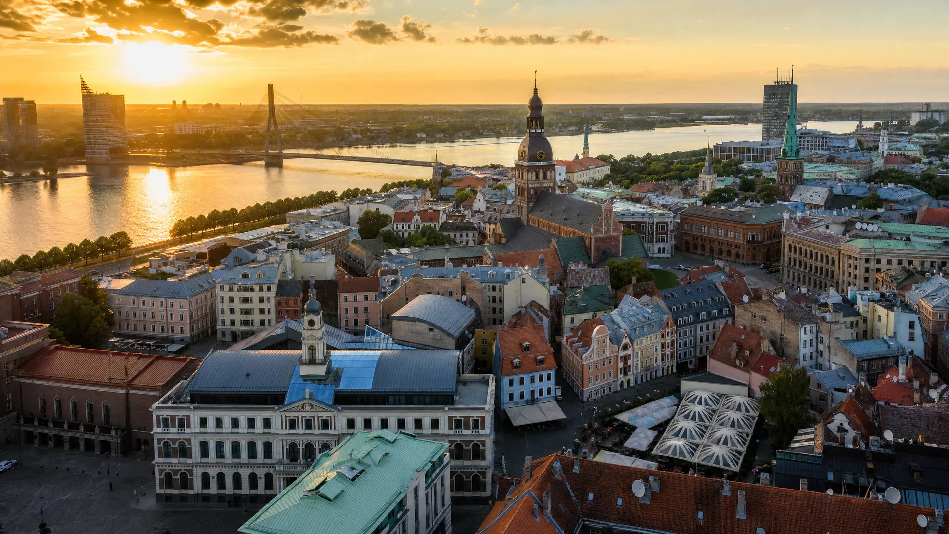 View from St. Peter's Church tower over Riga rooftops